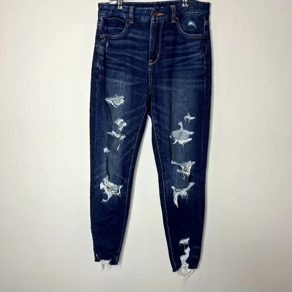 American Eagle Jeans Size 2‎ Short Curvy Hi Rise Jegging Distressed